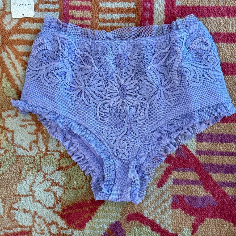 Free People XS electric orchid in bloom bloomer shorts high rise mesh ruffle - Picture 6 of 8
